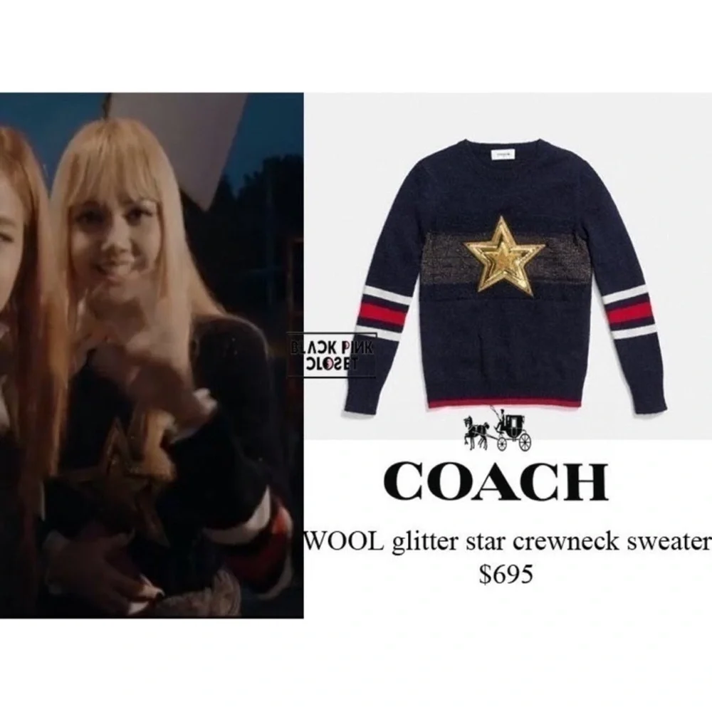 Coach 1941 Wool Glitter Star Crewneck Sweater